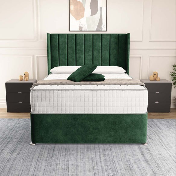 Prague Wingback Divan Bed - Emerald Coniston