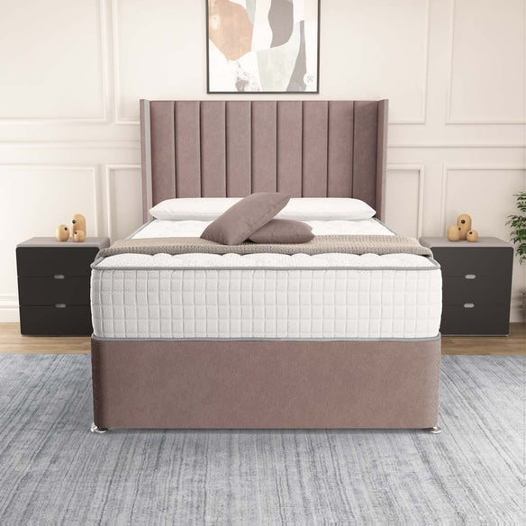 Prague Wingback Divan Bed - Mauve Naples