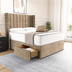 Prague Wingback Divan Bed - Mink Coniston