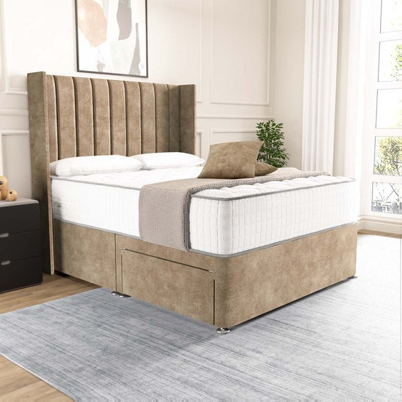 Prague Wingback Divan Bed - Mink Coniston