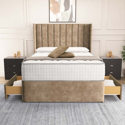 Prague Wingback Divan Bed - Mink Coniston