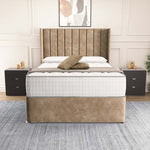 Prague Wingback Divan Bed - Mink Coniston