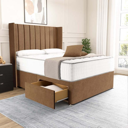 Prague Wingback Divan Bed - Mink Naples