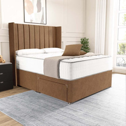 Prague Wingback Divan Bed - Mink Naples