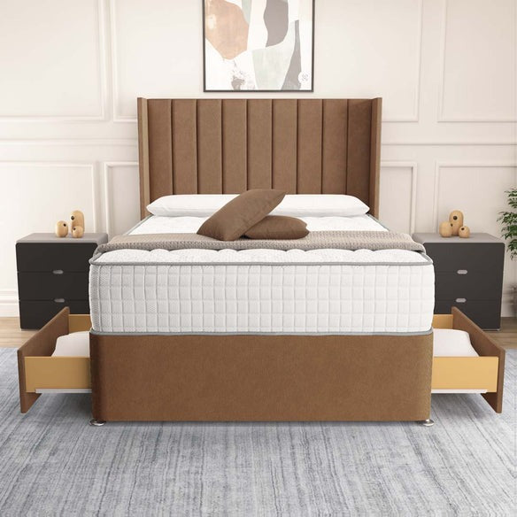 Prague Wingback Divan Bed - Mink Naples