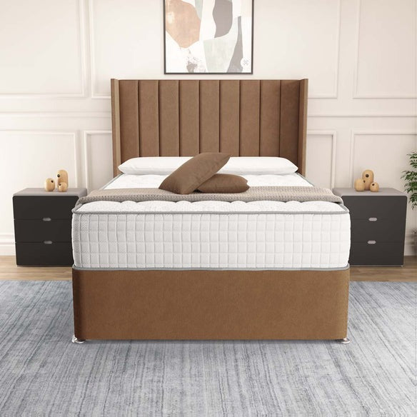 Prague Wingback Divan Bed - Mink Naples