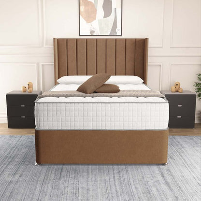 Prague Wingback Divan Bed - Mink Naples