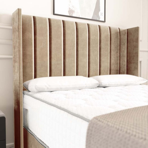 Prague Wingback Divan Bed - Mink Plush Velvet