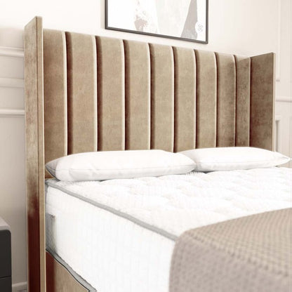 Prague Wingback Divan Bed - Mink Plush Velvet