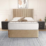 Prague Wingback Divan Bed - Mink Plush Velvet