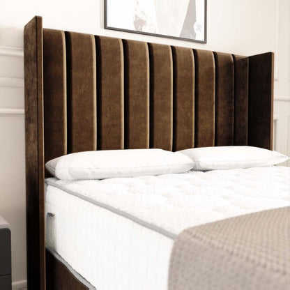 Prague Wingback Divan Bed - Mocca Plush Velvet