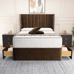 Prague Wingback Divan Bed - Mocca Plush Velvet