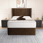Prague Wingback Divan Bed - Mocca Plush Velvet