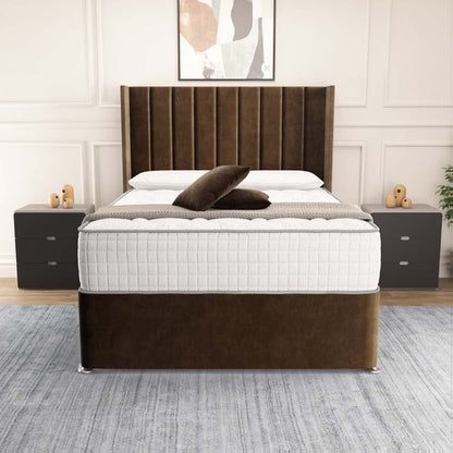 Prague Wingback Divan Bed - Mocca Plush Velvet
