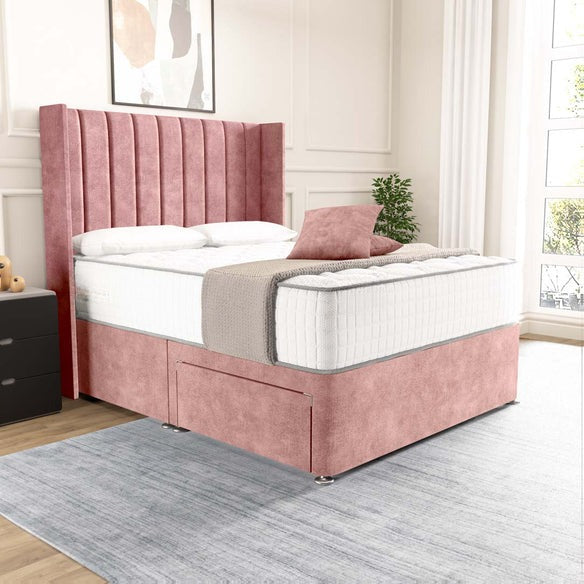 Prague Wingback Divan Bed - Pink Coniston