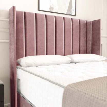 Prague Wingback Divan Bed - Pink Plush Velvet