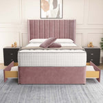 Prague Wingback Divan Bed - Pink Plush Velvet