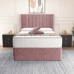 Prague Wingback Divan Bed - Pink Plush Velvet