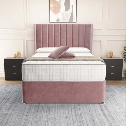 Prague Wingback Divan Bed - Pink Plush Velvet