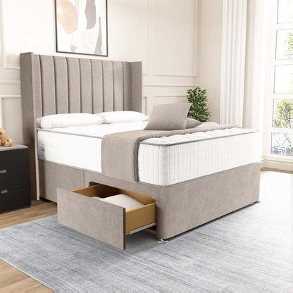 Prague Wingback Divan Bed - Seal Grey Naples