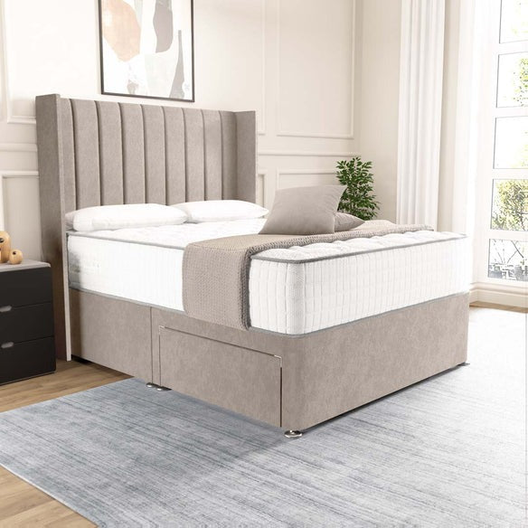 Prague Wingback Divan Bed - Seal Grey Naples