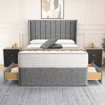 Prague Wingback Divan Bed - Silver Chenille