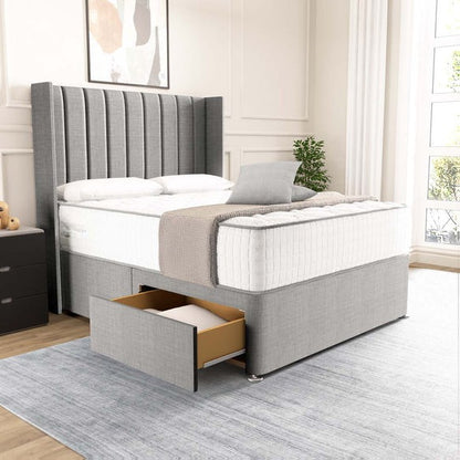 Prague Wingback Divan Bed - Silver Linoso