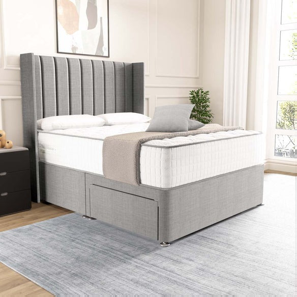 Prague Wingback Divan Bed - Silver Linoso
