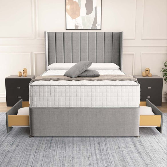 Prague Wingback Divan Bed - Silver Linoso