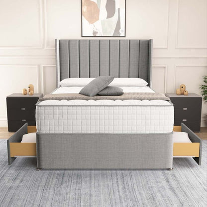 Prague Wingback Divan Bed - Silver Linoso