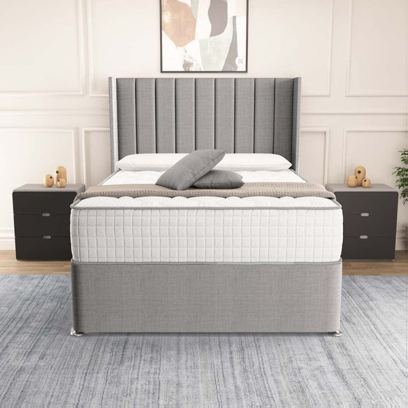 Prague Wingback Divan Bed - Silver Linoso