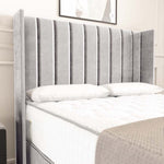 Prague Wingback Divan Bed - Silver Plush Velvet