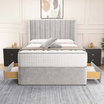 Prague Wingback Divan Bed - Silver Plush Velvet