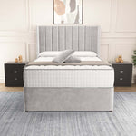 Prague Wingback Divan Bed - Silver Plush Velvet