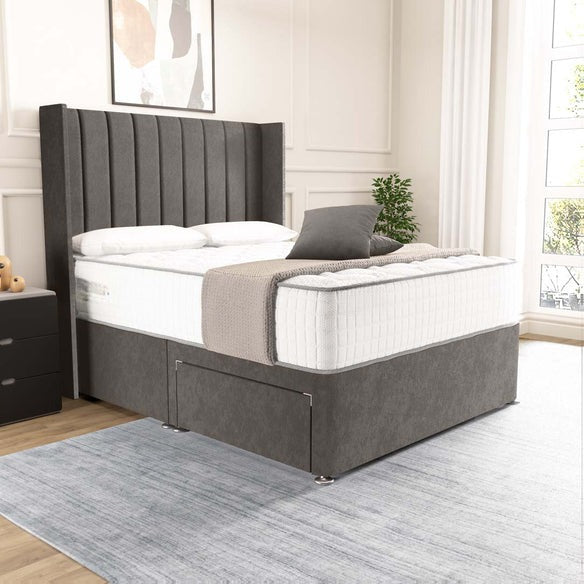 Prague Wingback Divan Bed - Slate Grey Naples
