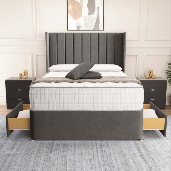 Prague Wingback Divan Bed - Slate Grey Naples