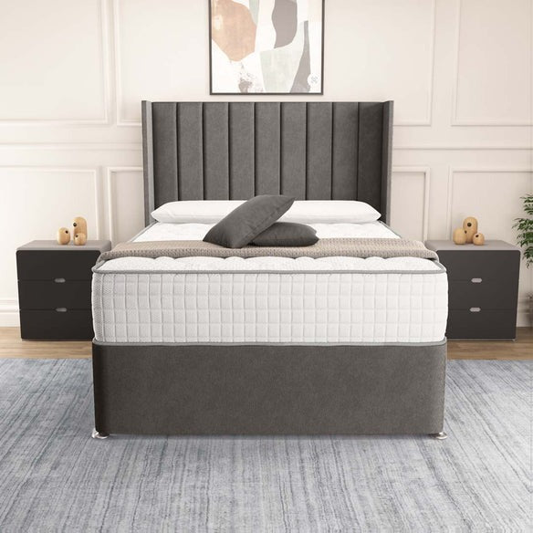 Prague Wingback Divan Bed - Slate Grey Naples