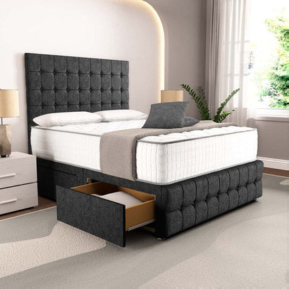 Rio Divan Bed - Black Chenille