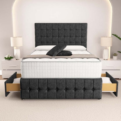 Rio Divan Bed - Black Chenille