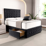 Rio Divan Bed - Black Plush Velvet