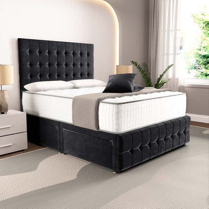 Rio Divan Bed - Black Plush Velvet