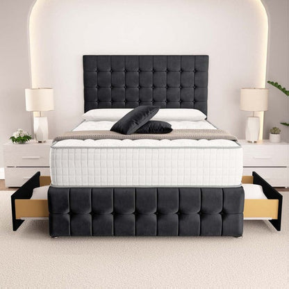 Rio Divan Bed - Black Plush Velvet