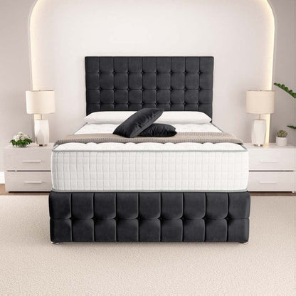 Rio Divan Bed - Black Plush Velvet