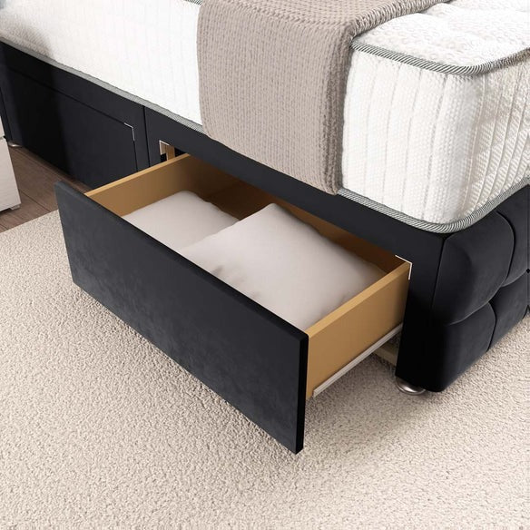 Rio Divan Bed - Black Plush Velvet