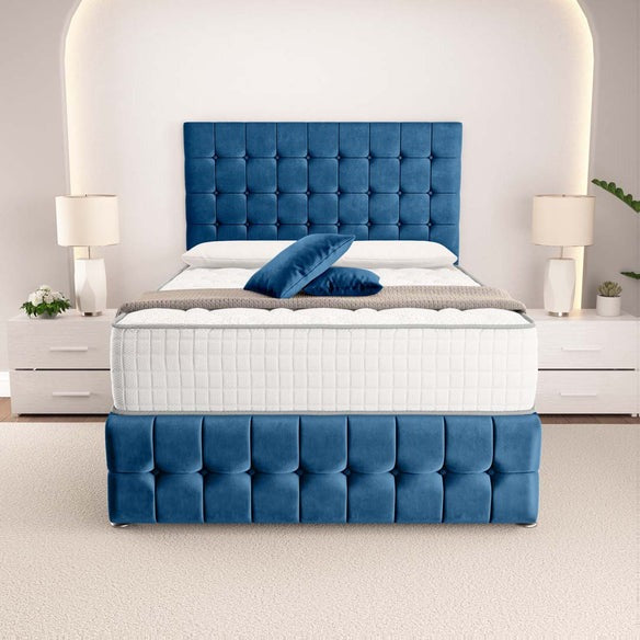 Rio Divan Bed - Blue Plush Velvet