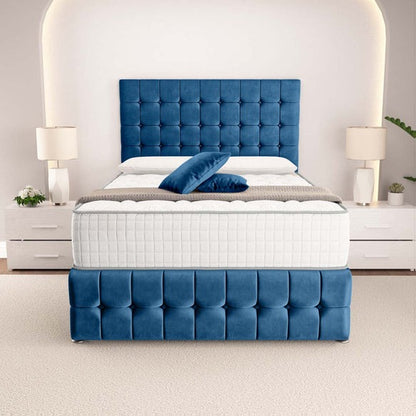 Rio Divan Bed - Blue Plush Velvet