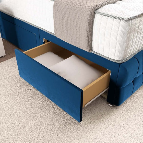 Rio Divan Bed - Blue Plush Velvet