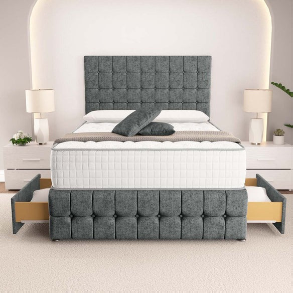 Rio Divan Bed - Charcoal Chenille