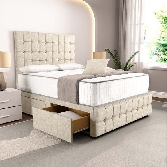 Rio Divan Bed - Cream Chenille