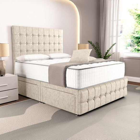 Rio Divan Bed - Cream Chenille